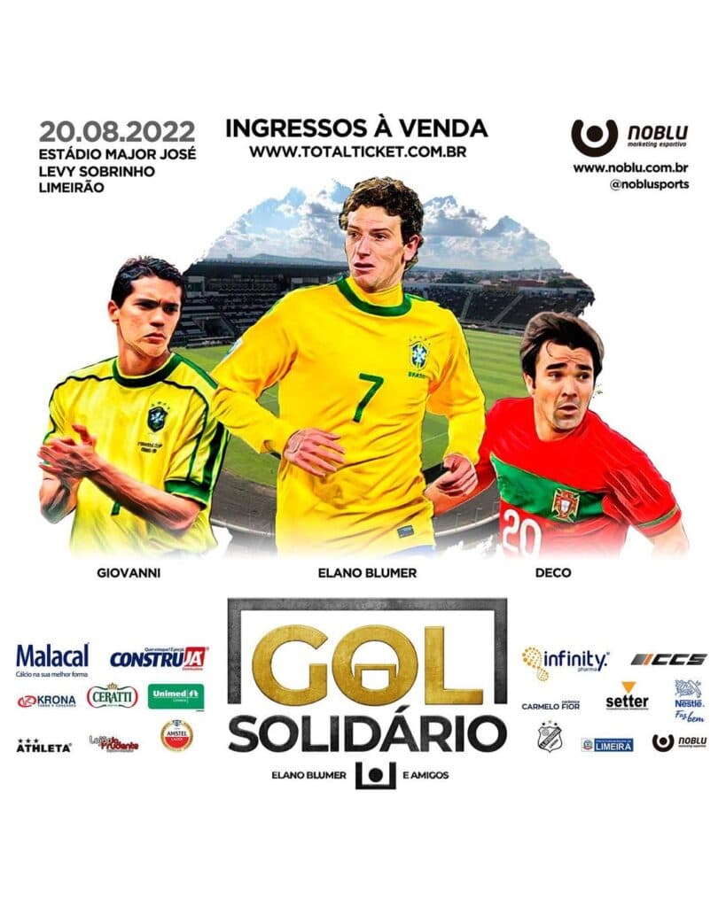 Elano reúne estrelas do futebol para jogo beneficente no Limeirão
